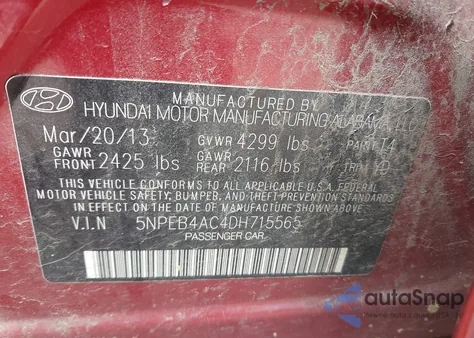 2013 Hyundai Sonata Gls from USA, damaged, VIN 5NPEB4AC4DH715565